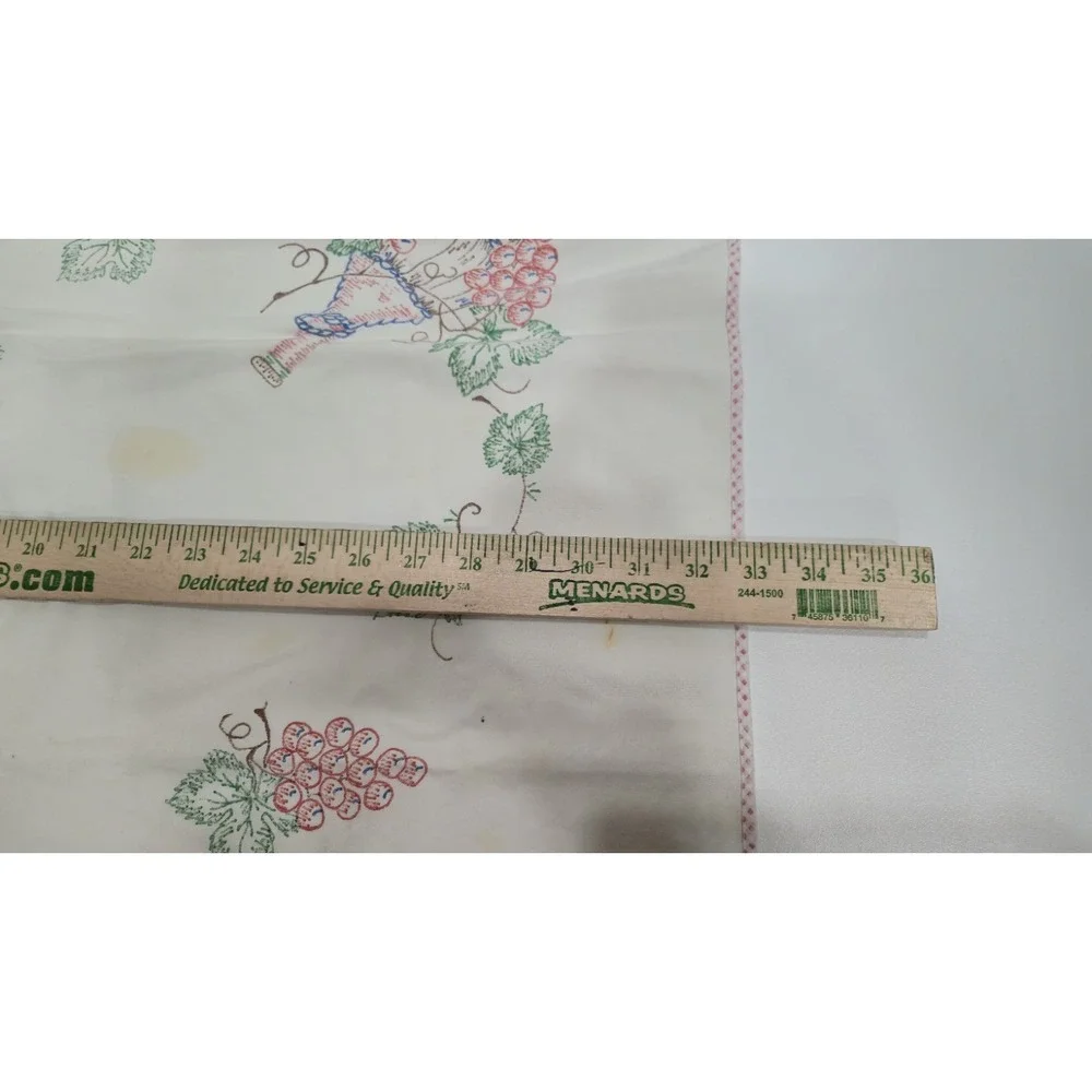 Vintage Hand Embroidered Grapes Wine Tablecloth Square 33